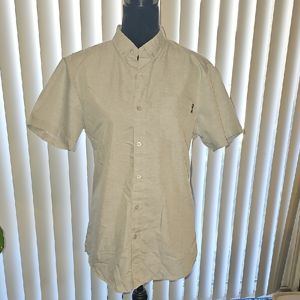 Molokai Surf Co. Light Gray Casual Button Down Shirt Size M Tote H
